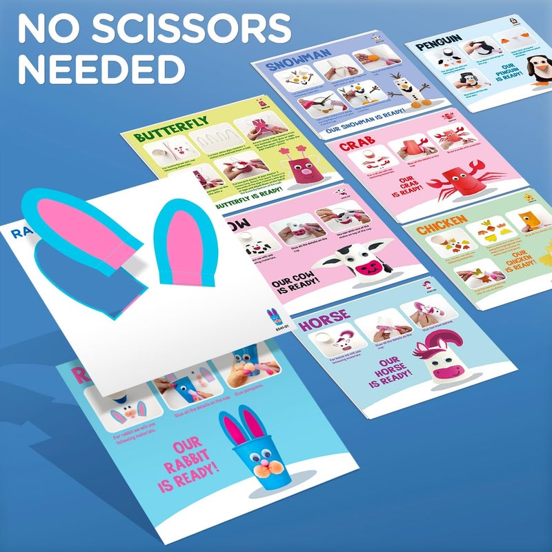 LC Crafts Arts and Crafts for Toddlers & Kids Ages 3-6 – Paper Cup Craft Kit, 8 Animal Projects – Fun Preschool Activity for Girls & Boys - Image 3